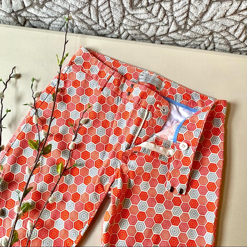 GAP Orange Hexagon Patterned Cropped Pants